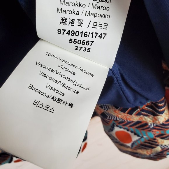 Cache Cache Womens Viscose Open Front Blazer Jacket Kimono L Ethnic Orange Blue - Picture 9 of 13